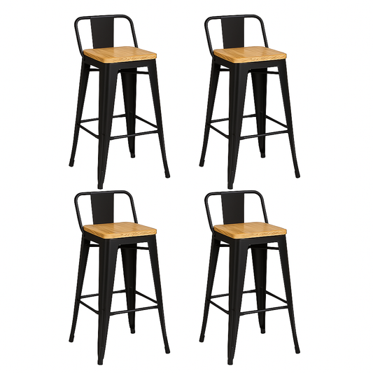 Pack 4 Taburetes Tolix Madera Negro 66cm