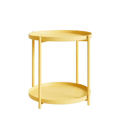 Mesa Lateral Auxiliar 2 Niveles Metalica 42x42x52cm Beige