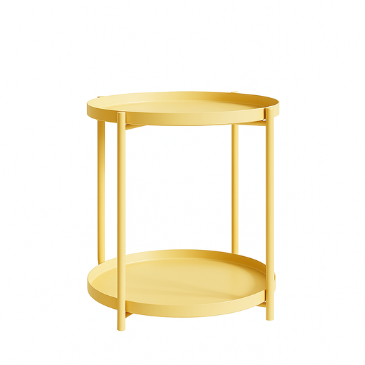 Mesa Lateral Auxiliar 2 Niveles Metalica 42x42x52cm Beige
