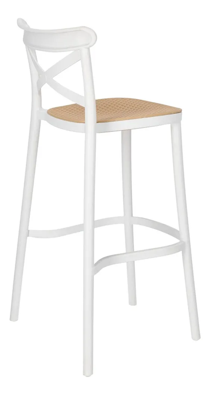 Taburete Crossback Danubio Piso de Bar o Terraza 66cm Blanco