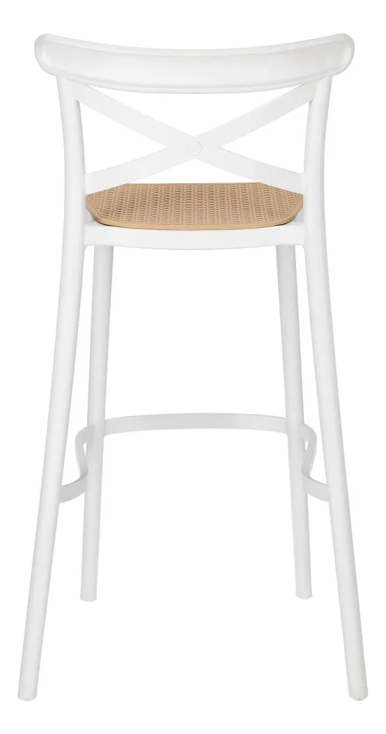 Taburete Crossback Danubio Piso de Bar o Terraza 66cm Blanco
