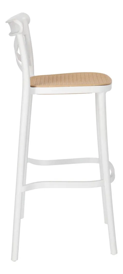 Taburete Crossback Danubio Piso de Bar o Terraza 66cm Blanco