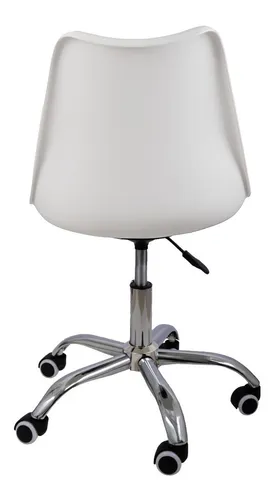 Silla De Escritorio Tulip Eames Giratoria Acolchada Blanca