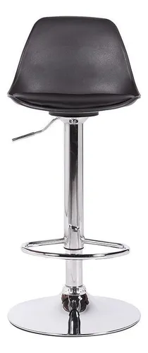 Taburete Eames con Altura Regulable Base Cromada para Cocina o Bar Negro