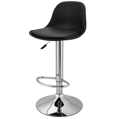 Taburete Eames con Altura Regulable Base Cromada para Cocina o Bar Negro