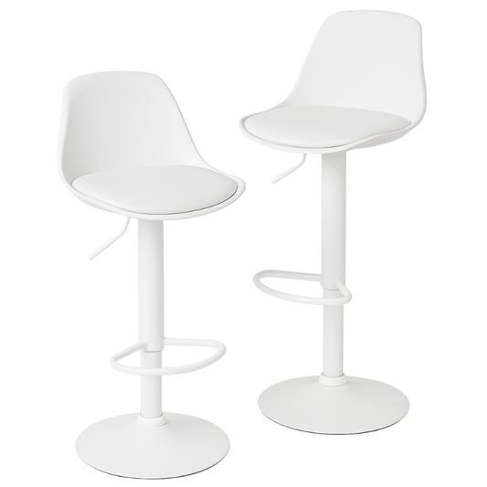 Pack 2 Taburetes Eames con Altura Regulable Base Blanca para Cocina o Bar Blanco