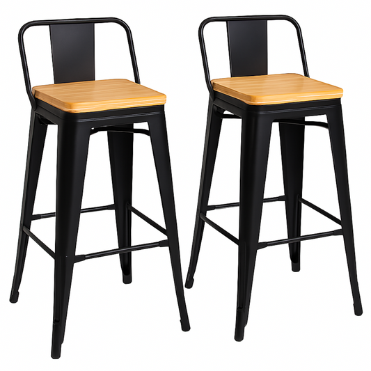 Pack 2 Taburetes Tolix Madera Negro 66cm