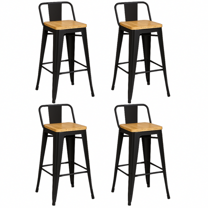Pack 4 Taburetes Tolix Madera Negro 66cm