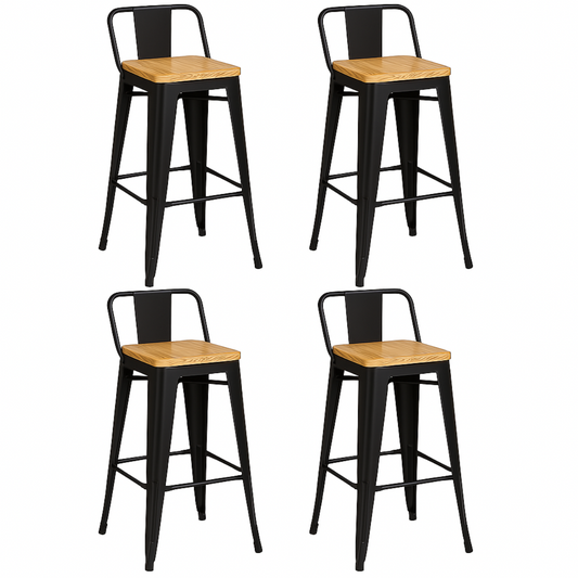 Pack 4 Taburetes Tolix Madera Negro 66cm