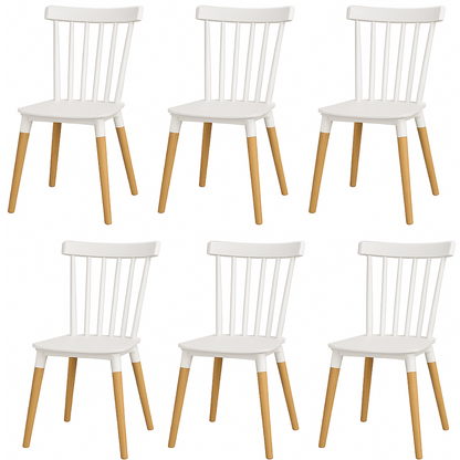Pack 6 Sillas Windsor para Comedor o Terraza Blancas