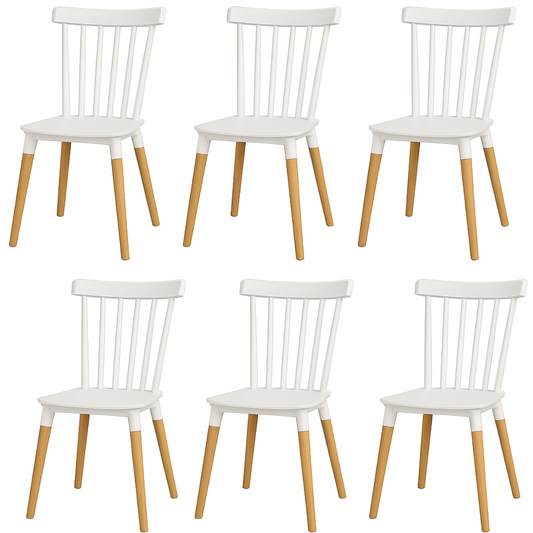 Pack 6 Sillas Windsor para Comedor o Terraza Blancas