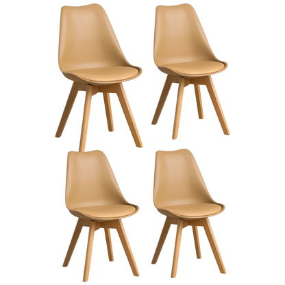 Pack 4 Sillas Eames Acolchada Beige