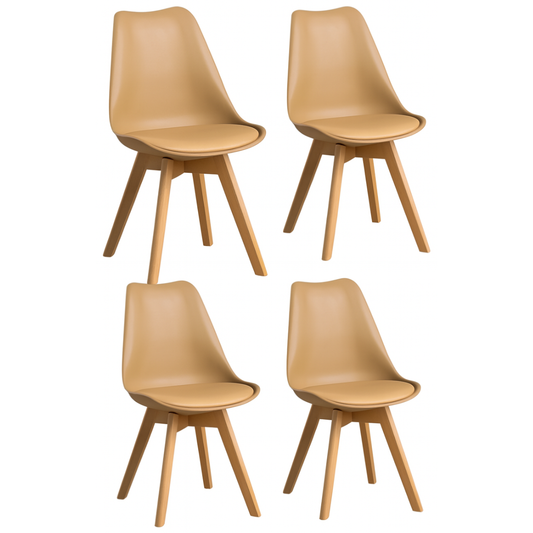 Pack 4 Sillas Eames Acolchada Beige