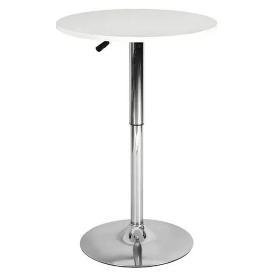 Mesa Bar Centro Altura Regulable 60cm Diámetro Blanca