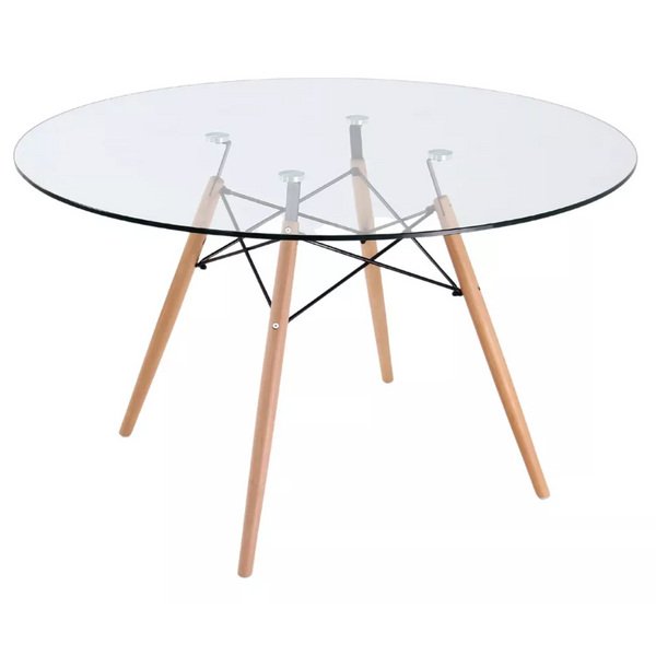 Mesa Eames Redonda de Vidrio 80cm