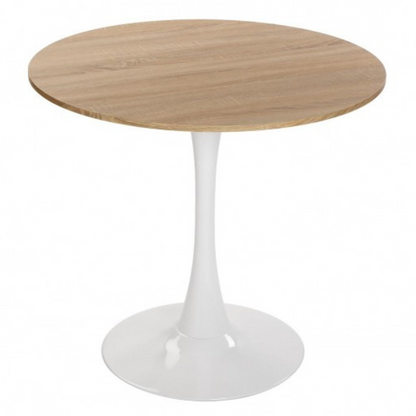 Mesa Comedor Redonda Tulip Wood 100cm Diametro Blanca