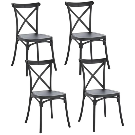 Pack 4 Sillas Crossback Negra Apilable
