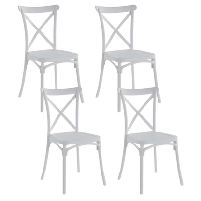 Pack 4 Sillas Crossback Blancas Apilable