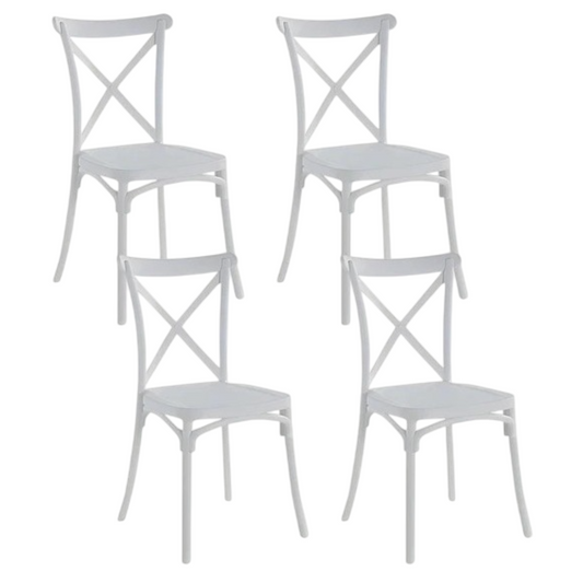 Pack 4 Sillas Crossback Blancas Apilable