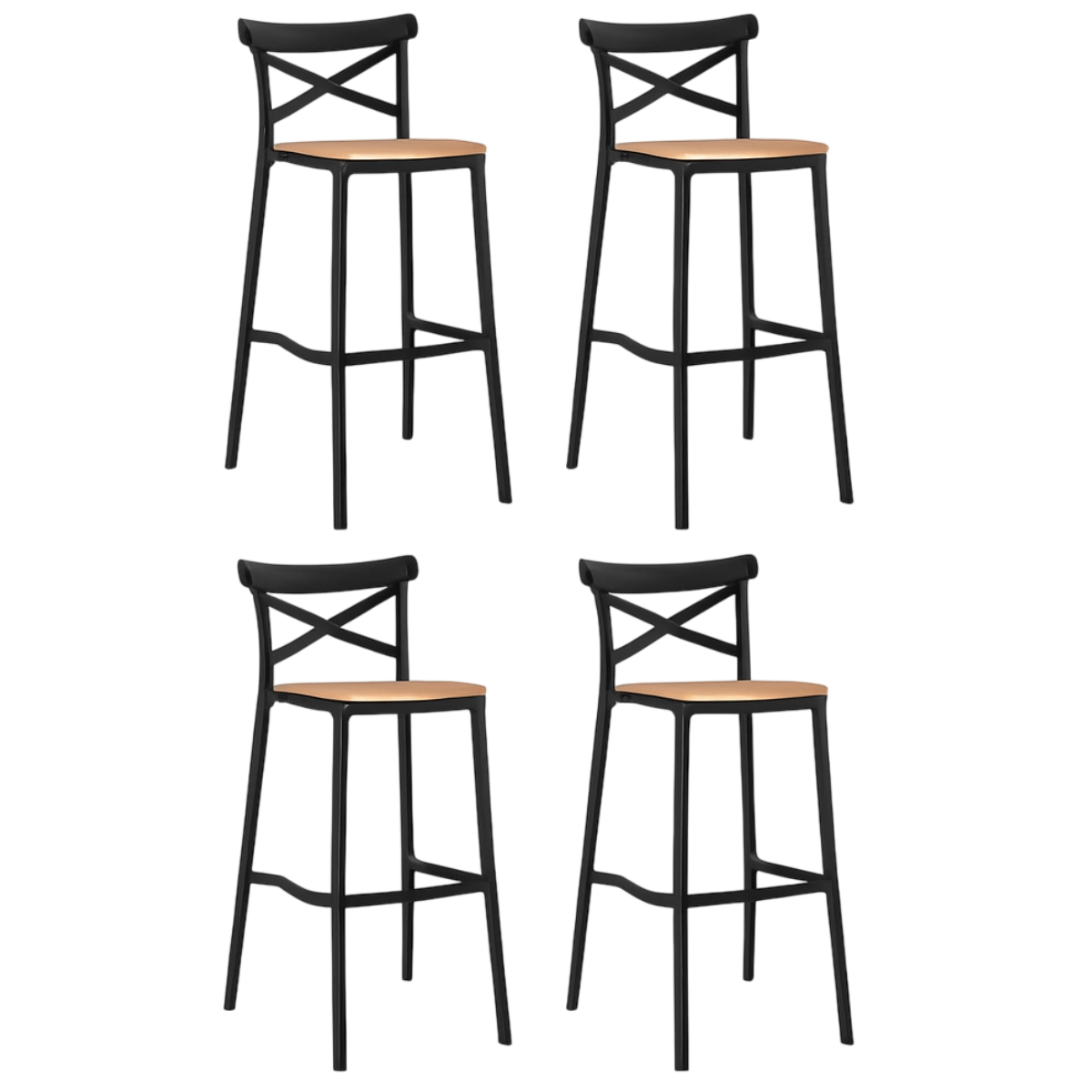 Pack 4 Taburetes Crossback Danubio Piso de Bar o Terraza 66cm Negros