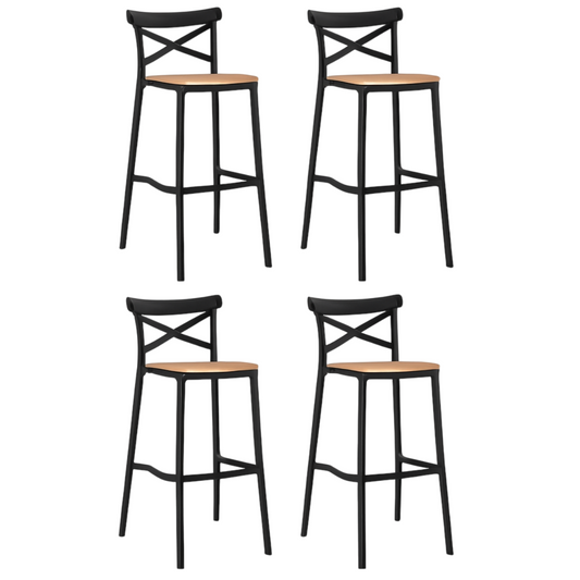 Pack 4 Taburetes Crossback Danubio Piso de Bar o Terraza 66cm Negros