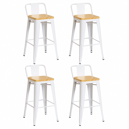 Pack 4 Taburetes Tolix Madera Blanco 66cm