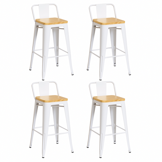 Pack 4 Taburetes Tolix Madera Blanco 66cm