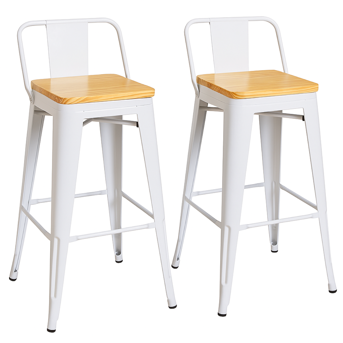 Pack 2 Taburetes Tolix Madera Blanco 66cm