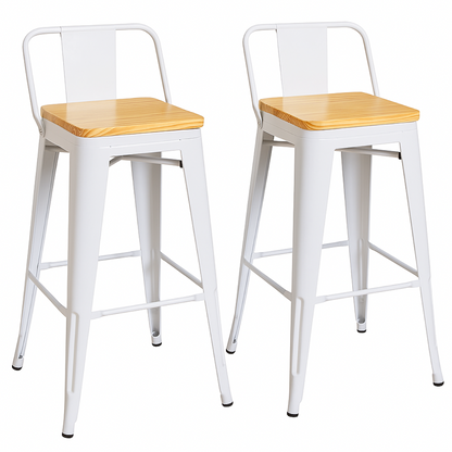 Pack 2 Taburetes Tolix Madera Blanco 66cm