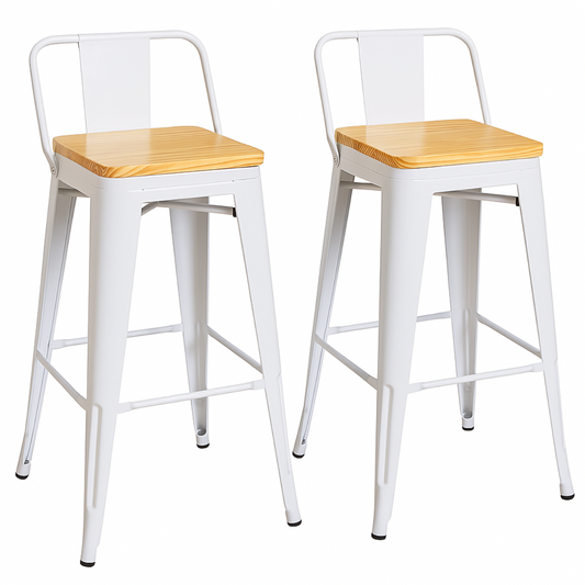 Pack 2 Taburetes Tolix Madera Blanco 66cm
