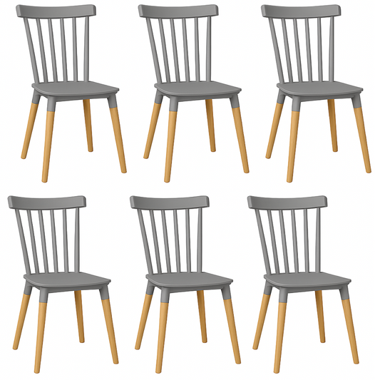 Pack 6 Sillas Windsor para Comedor o Terraza Gris