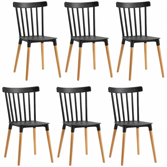 Pack 6 Sillas Windsor para Comedor o Terraza Negras