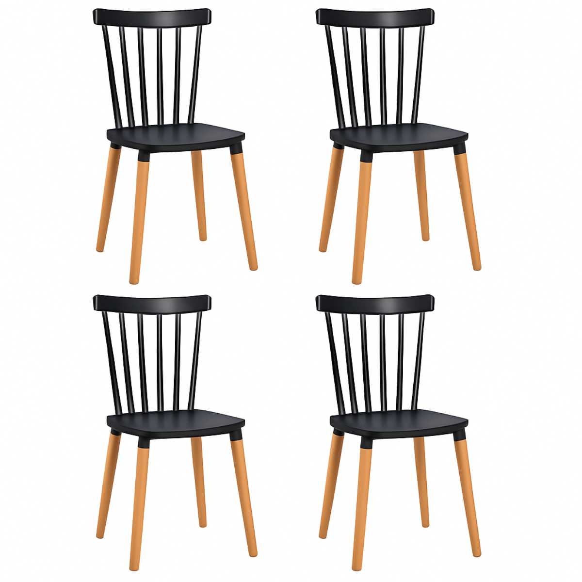 Pack 4 Sillas Windsor para Comedor o Terraza Negras