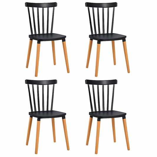 Pack 4 Sillas Windsor para Comedor o Terraza Negras
