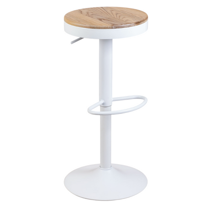 Taburete Regulable Piso Bar Asiento De Madera Blanco