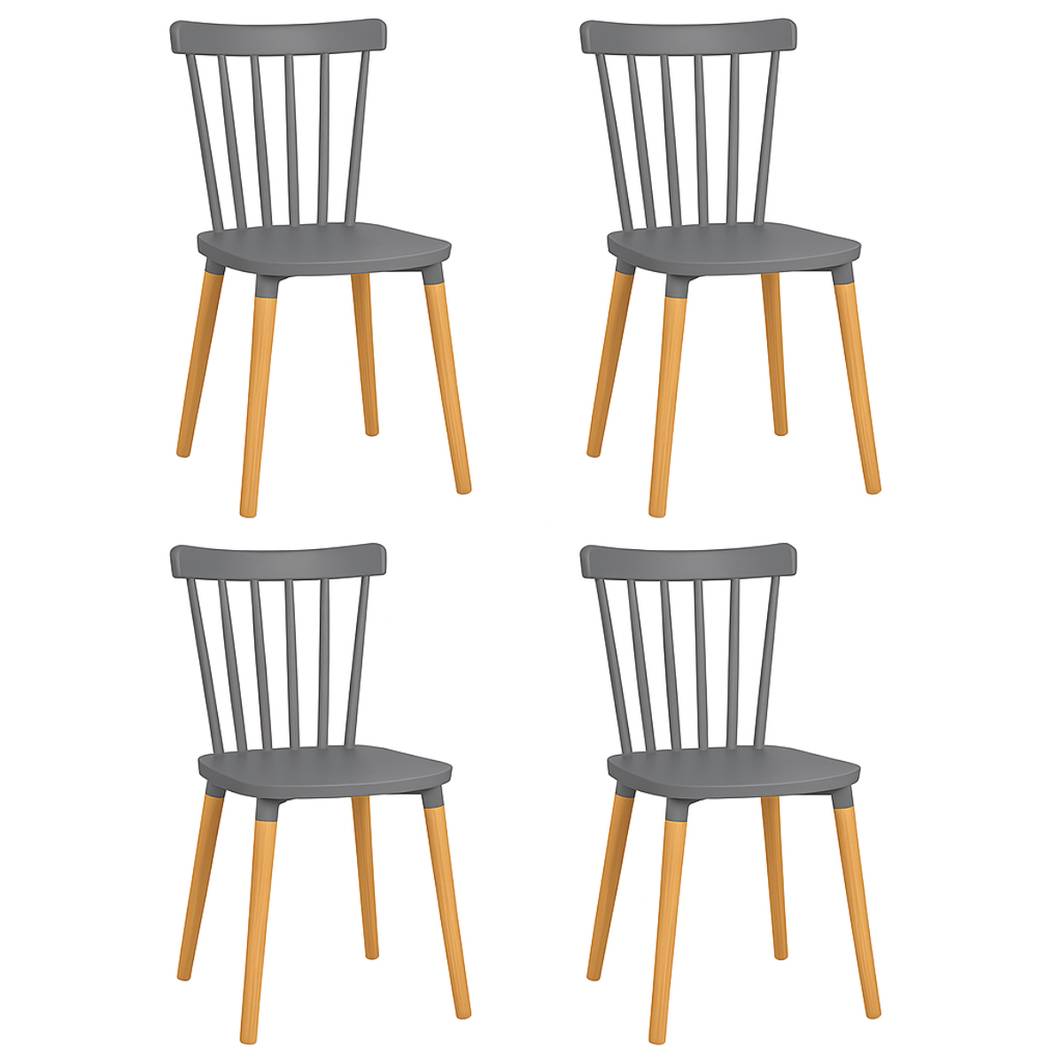 Pack 4 Sillas Windsor para Comedor o Terraza Gris