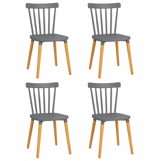 Pack 4 Sillas Windsor para Comedor o Terraza Gris