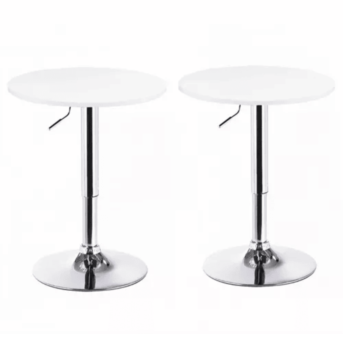 Pack 2 Mesas Bar Centro Altura Regulable 60cm Diámetro Blanca