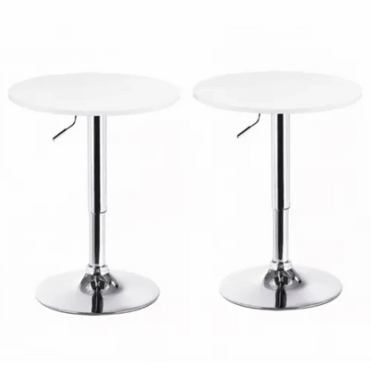 Pack 2 Mesas Bar Centro Altura Regulable 60cm Diámetro Blanca