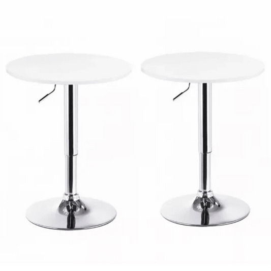 Pack 2 Mesas Bar Centro Altura Regulable 60cm Diámetro Blanca