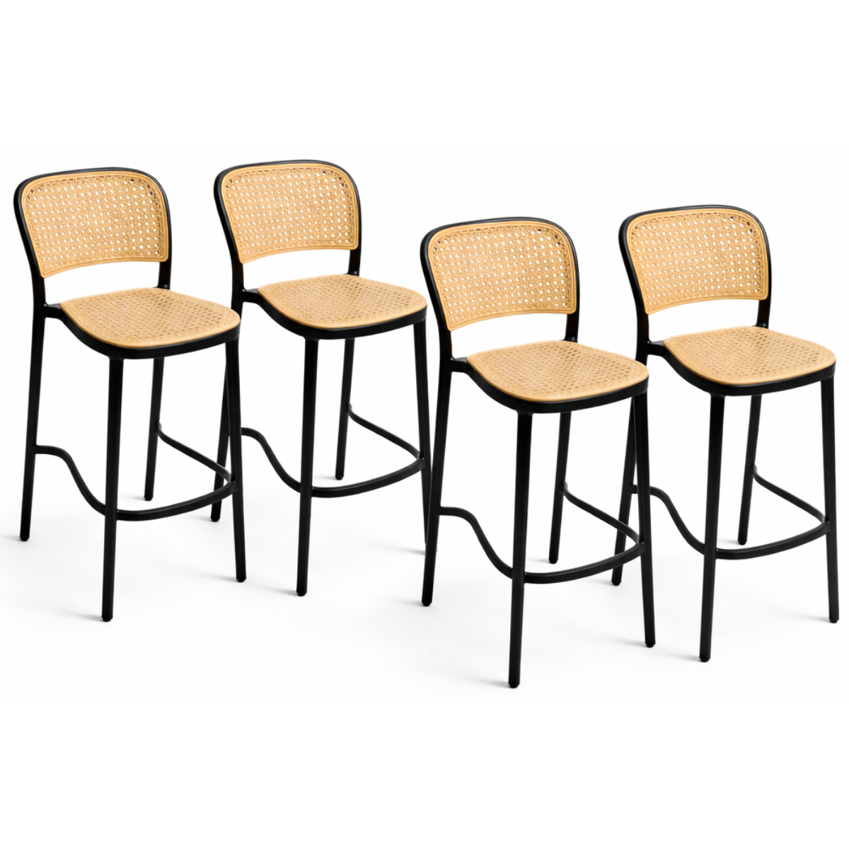 Pack 4 Taburetes Delta Piso De Bar O Terraza 66cm Negro