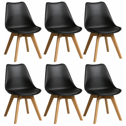 Pack 6 Sillas Eames Acolchada Negras