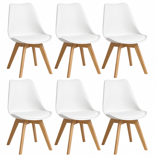 Pack 6 Sillas Eames Acolchada Blancas