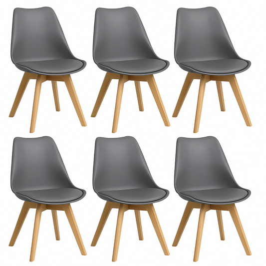 Pack 6 Sillas Eames Acolchada Gris