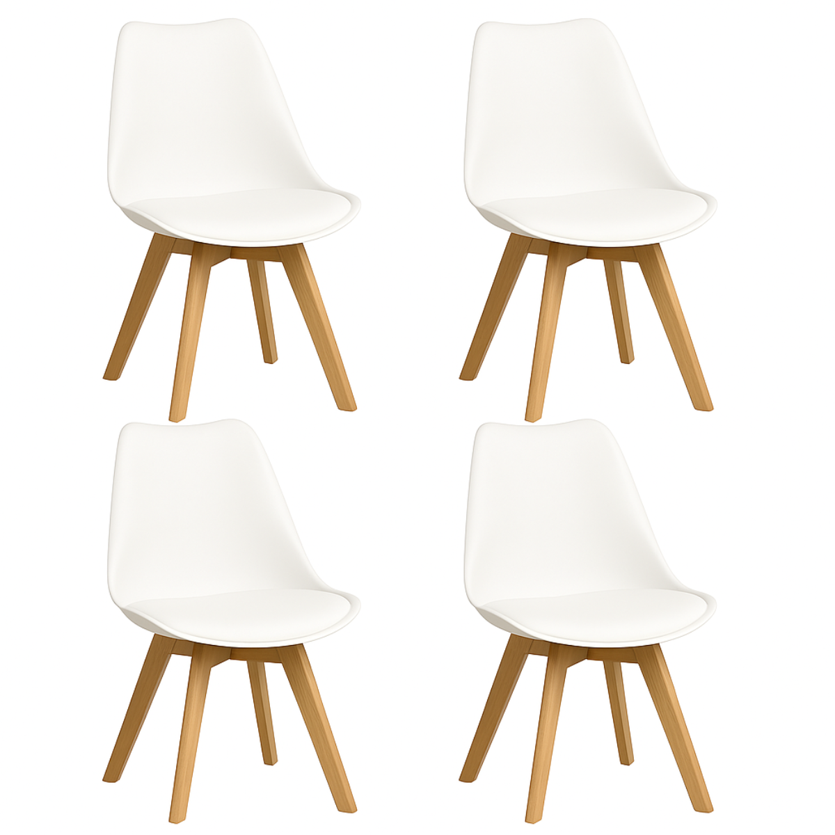 Pack 4 Sillas Eames Acolchada Blancas