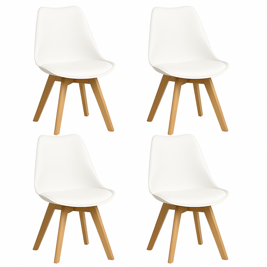 Pack 4 Sillas Eames Acolchada Blancas