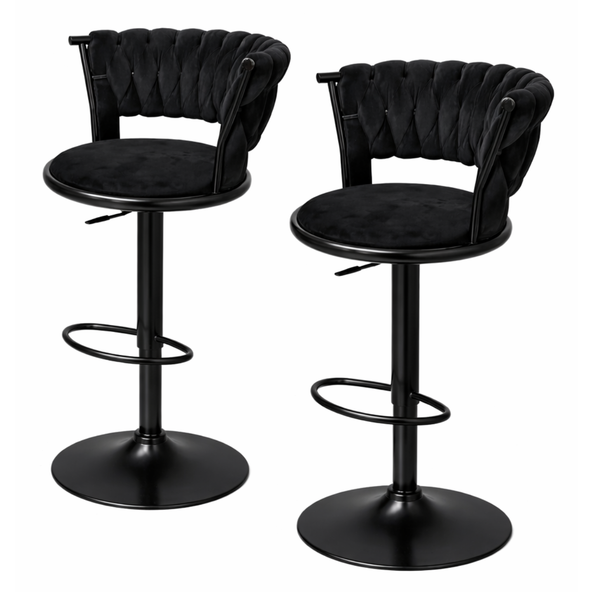 Pack 2 Taburetes Queen Terciopelo Ajustable Full Negro