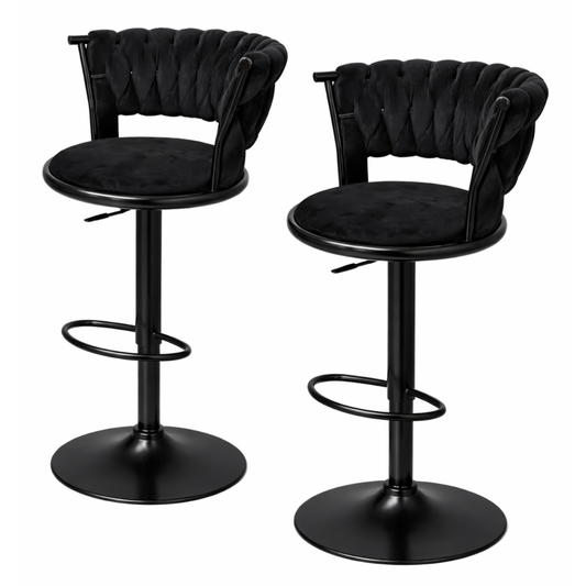 Pack 2 Taburetes Queen Terciopelo Ajustable Full Negro