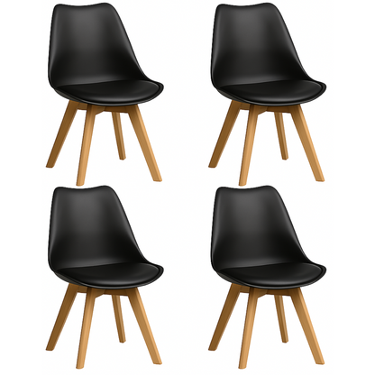 Pack 4 Sillas Eames Acolchada Negras