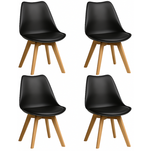 Pack 4 Sillas Eames Acolchada Negras